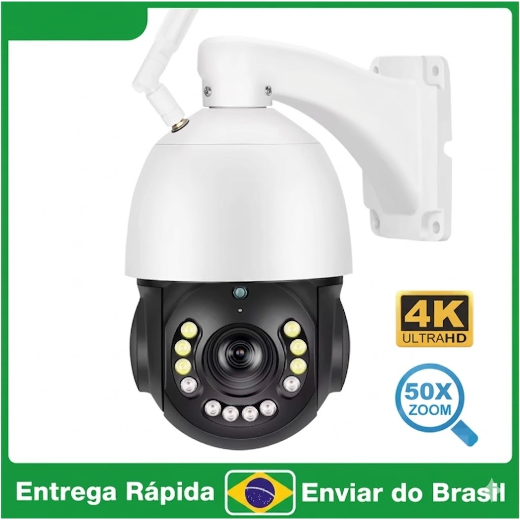 Câmera de Segurança ASECAM Wifi 8MP 4K PTZ Zoom óptico 30x Externo IA Rastreamento Áudio Visão Noturna 360°