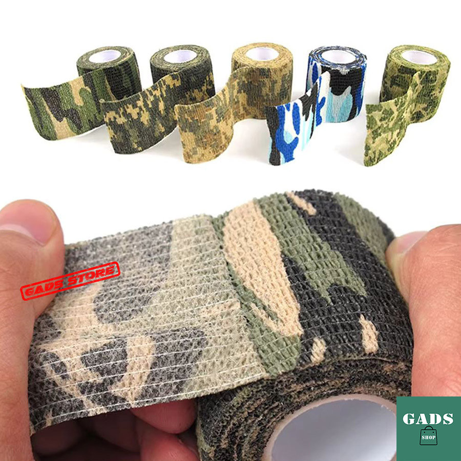 Fita Bandage Tática Militar Auto Adesiva Coesiva Elástica Camuflada Respirável 4.5m