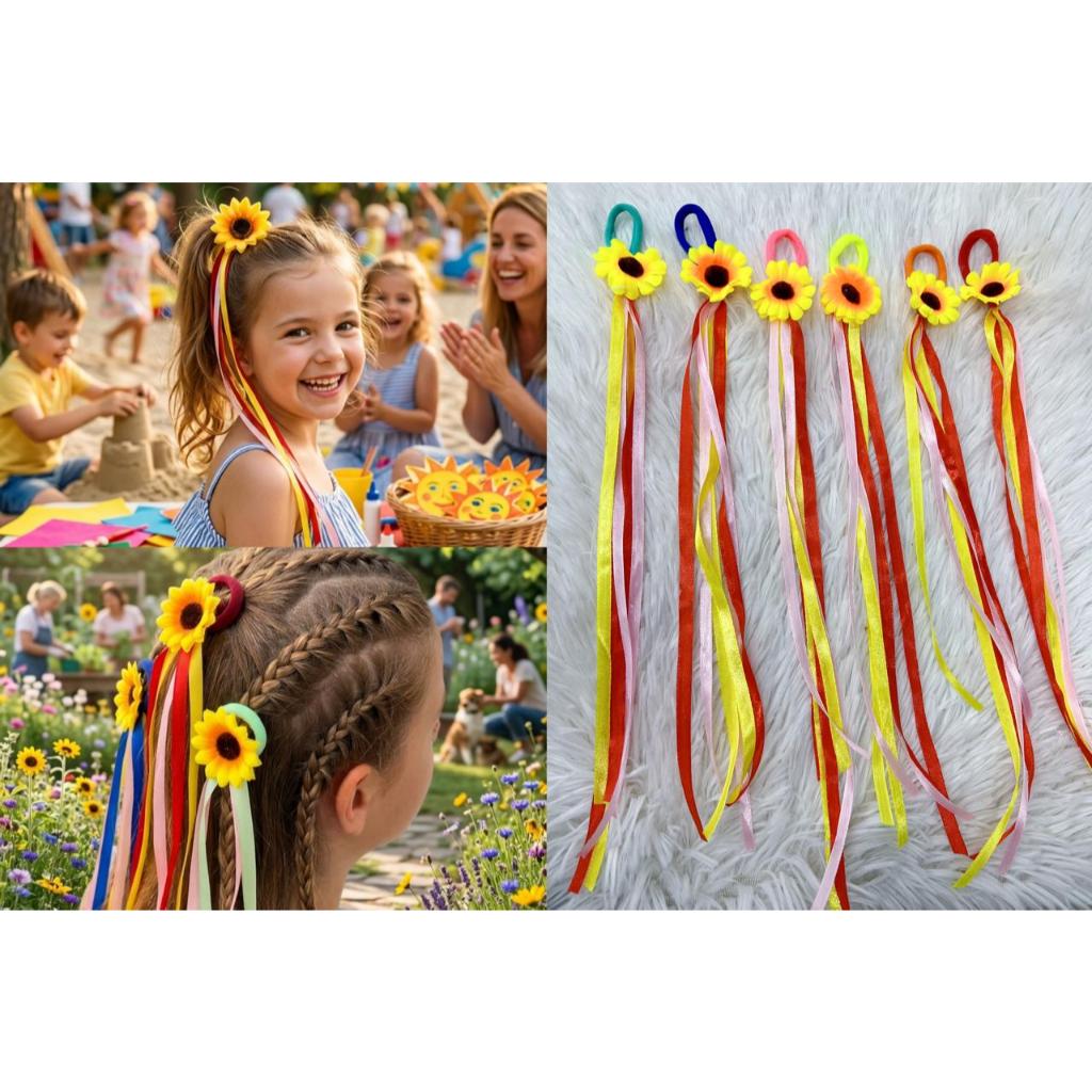 KIT 6/12 Elásticos Rabico Xuxinha Para Cabelo Fitinha Colorida para festa junina Canaval--v