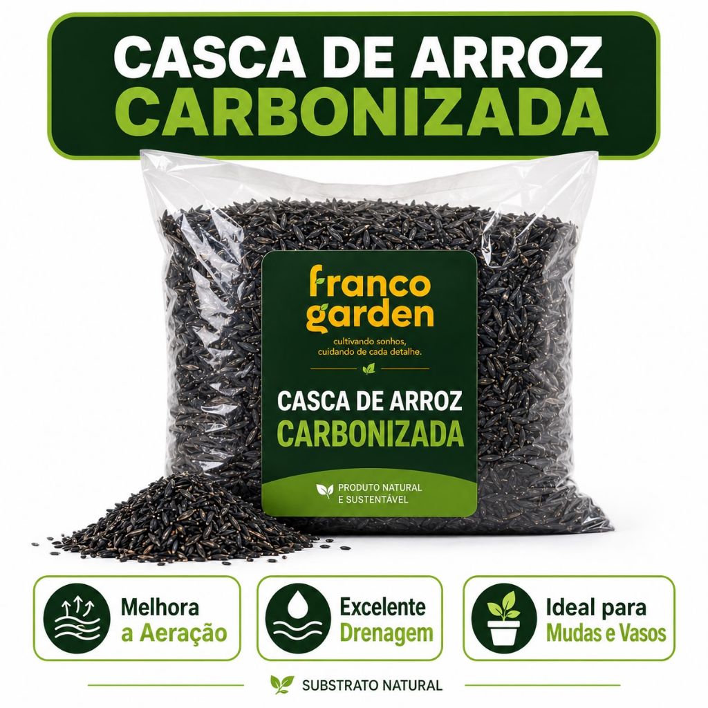 Casca de Arroz Carbonizada 3L 10L 20L Substrato Natural Jardinagem Drenagem Vaso Plantas Horta