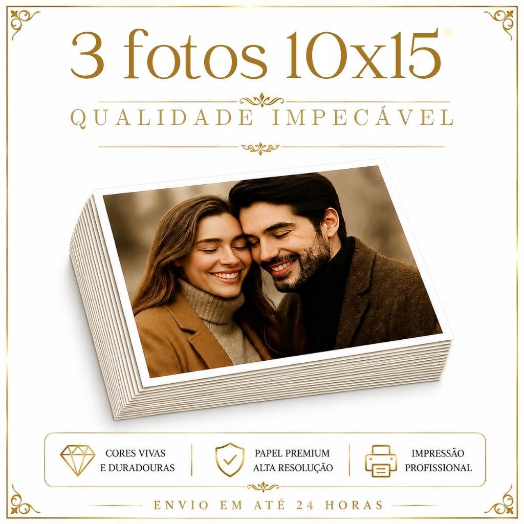 Kit 3 Fotos 10x15 cm Reveladas em Papel Fotográfico Premium – Alta Qualidade, Cores Vivas, Impressão Profissional