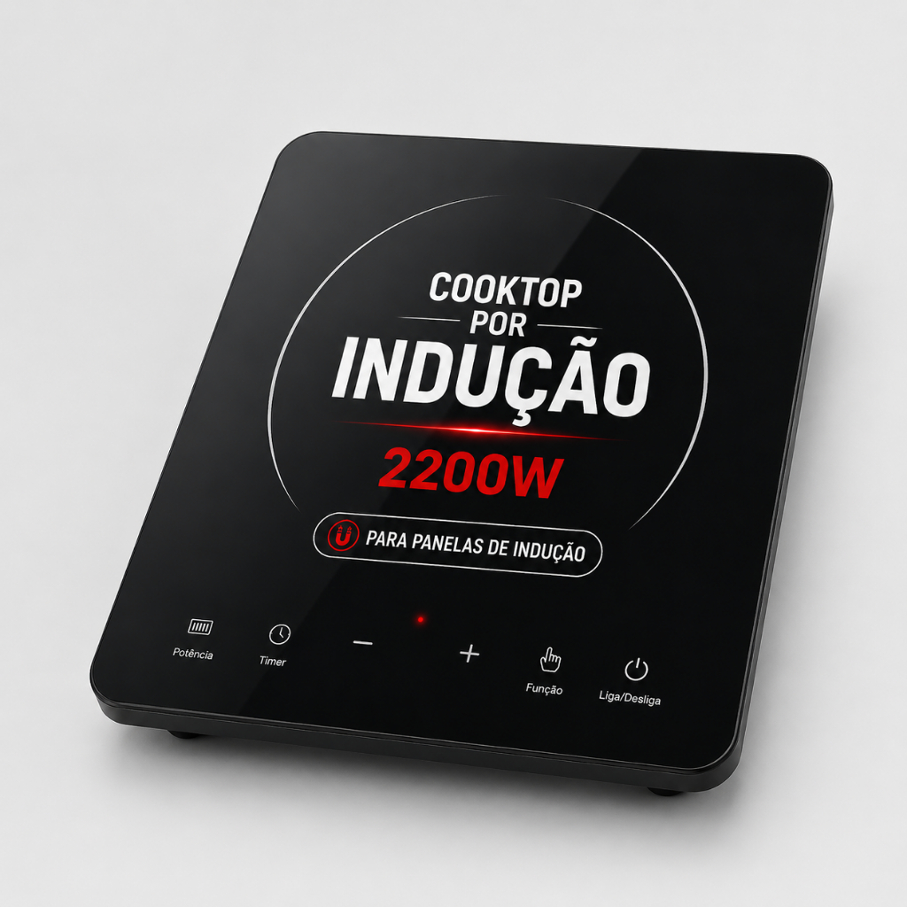 Cooktop de Indução 2200W Vidro Temperado Painel Touch 220V Compatível Com Panelas Magnéticas