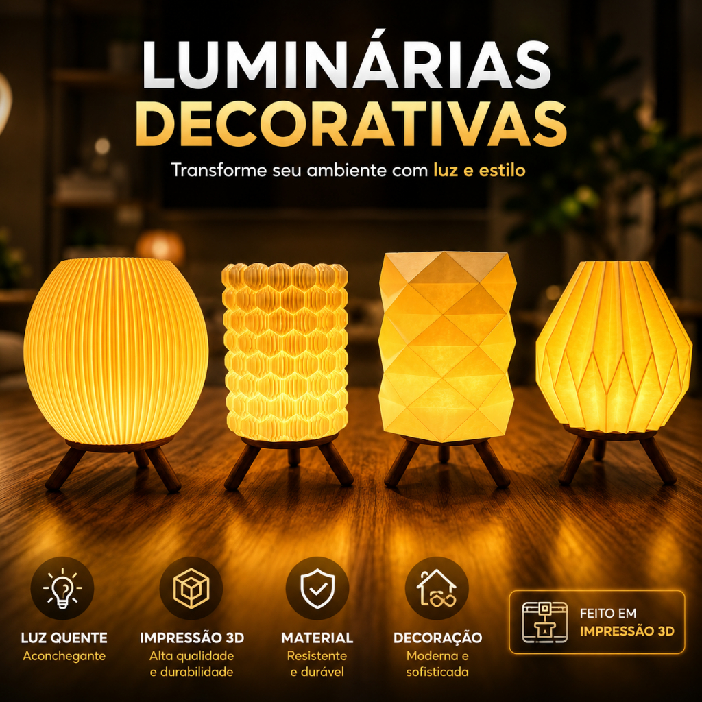 Luminária de Mesa Minimalista LED - Decoração Quarto, Sala e Escritório - 4 Modelos