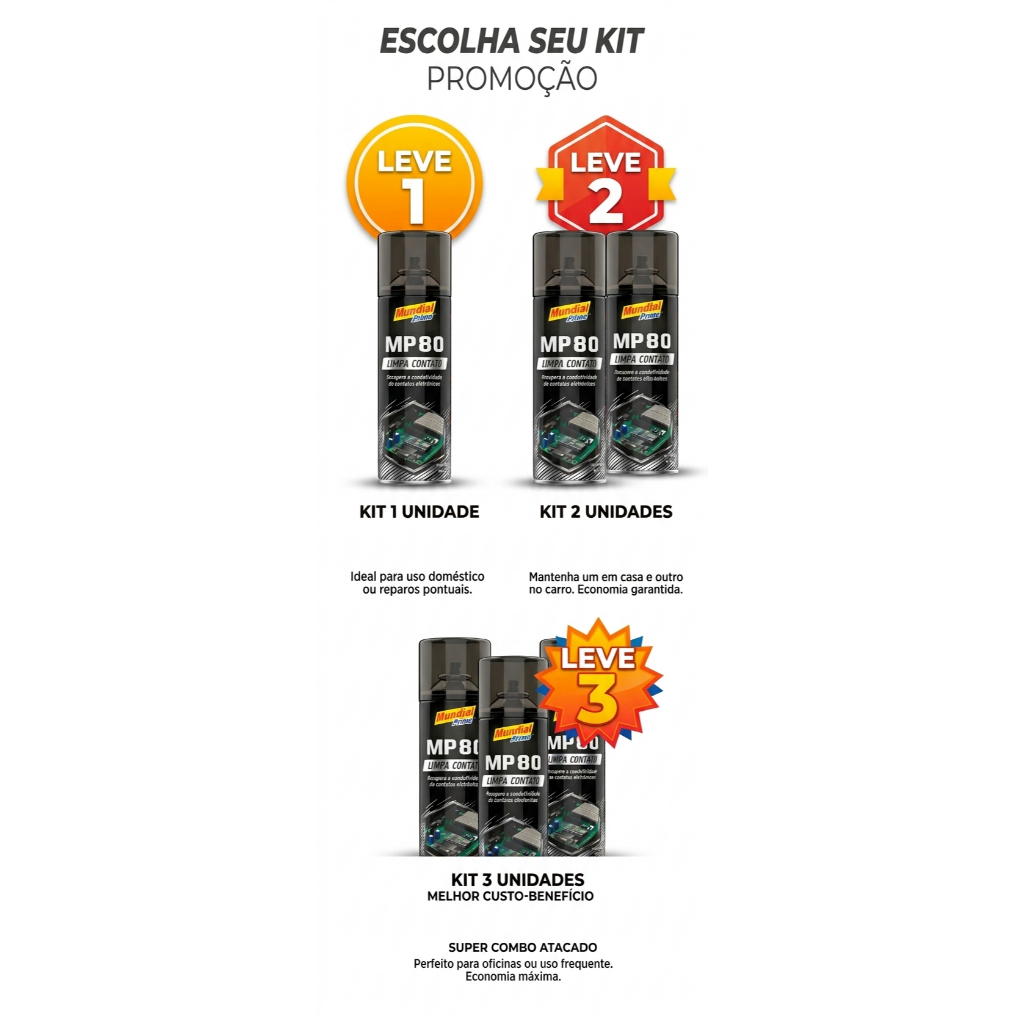 Limpa Contato Spray MP80 Mundial Prime 300ml Para Injeção Eletrônica Circuitos Impressos Placas Conectores E Motores