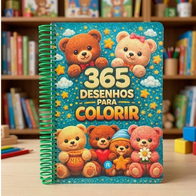 365 Desenhos para Colorir Verde Espiral Livro Infantil para Pintar Educativo Meninos e Meninas