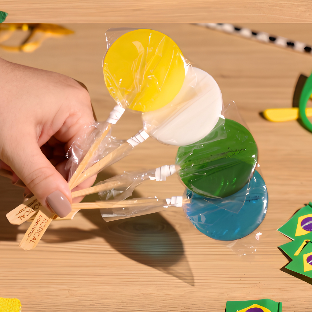 Kit Pirulitos Cristal Zero Açúcar Copa do Mundo Para Drinks Sucos Água Com Gás E Bebidas Sem Álcool
