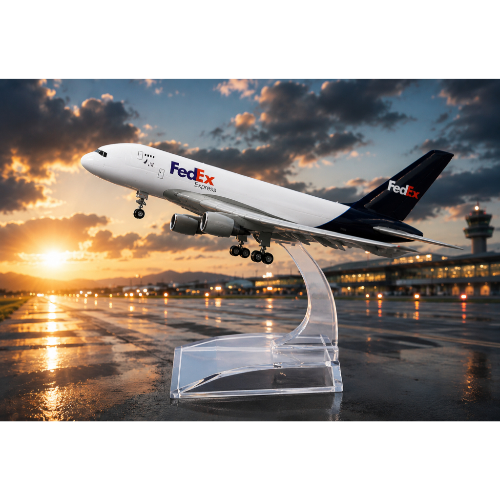 Avião Miniatura aeronave Boeng Fedex Express A380 Metal 16cm