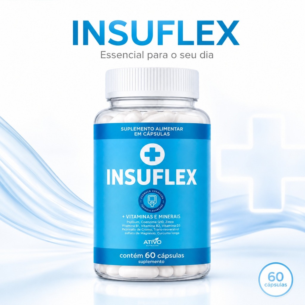INSUFLEX | Ativo Nutrition - 60 Cápsulas - Vitaminas, Minerais, Psyllium, Cromo e Cúrcuma, Antioxidante e Bem-Estar