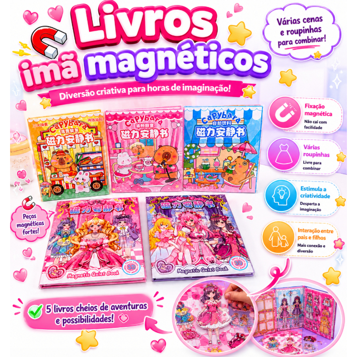 Livro Imã Magnético Infantil – Troque Roupinhas e Crie Histórias Divertidas Sem Telas