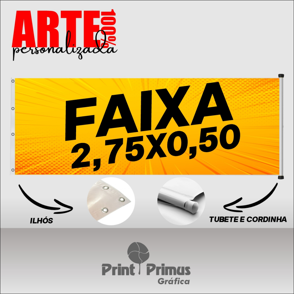 Faixa/Lona para fachada O,50x 2,75cm - Personalizada