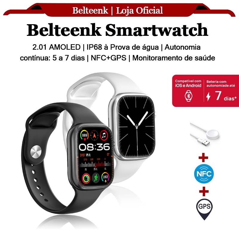 Masculino Feminino Relógio inteligente Belteenk 2026 Novo 2.01'' Watch 10 Smartwatch IP68 à Prova de água Android/IOS