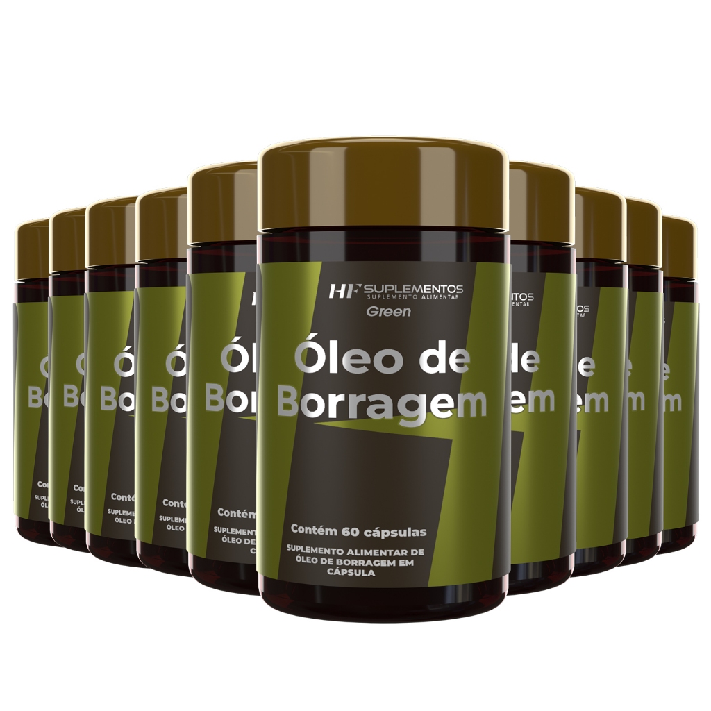 10X OLEO DE BORRAGEM GREEN HF SUPLEMENTOS 60 CAPS