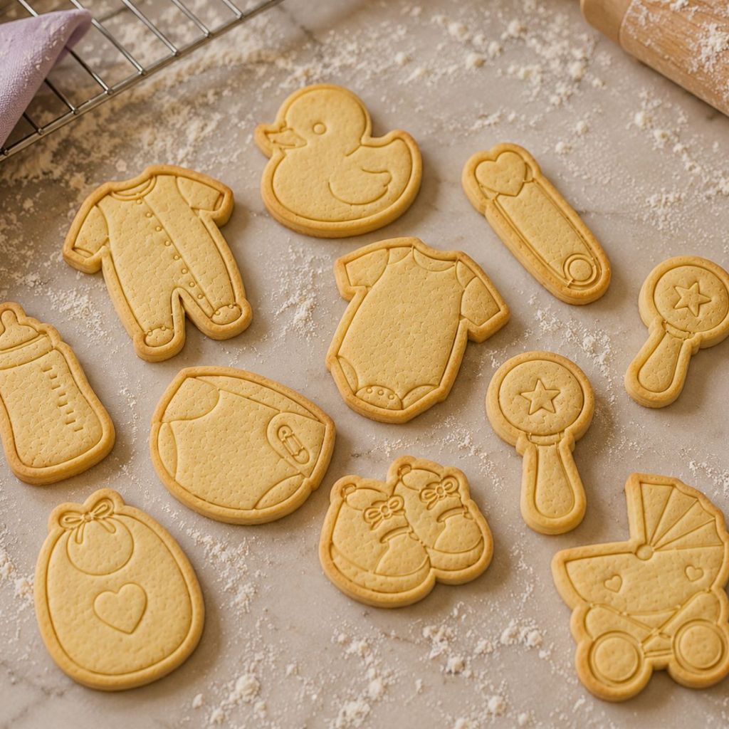 Kit 10 Cortador Biscoito Marcador Molde Chá Bebe Revelação Forma Impressão 3d Cortadores
