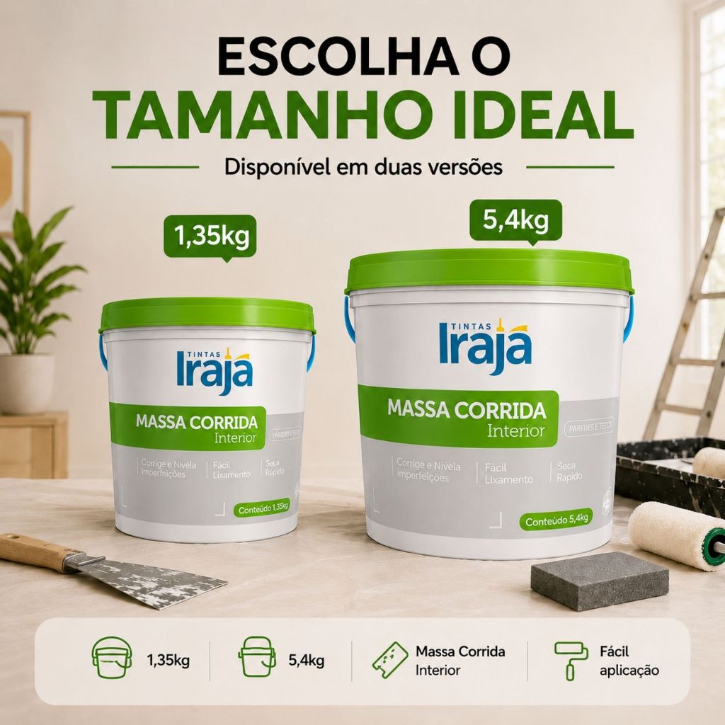 Massa Corrida Pva 1,35kg e 5,4kg Acabamentos E Complementos - Irajá Interior Paredes Tetos Drywall