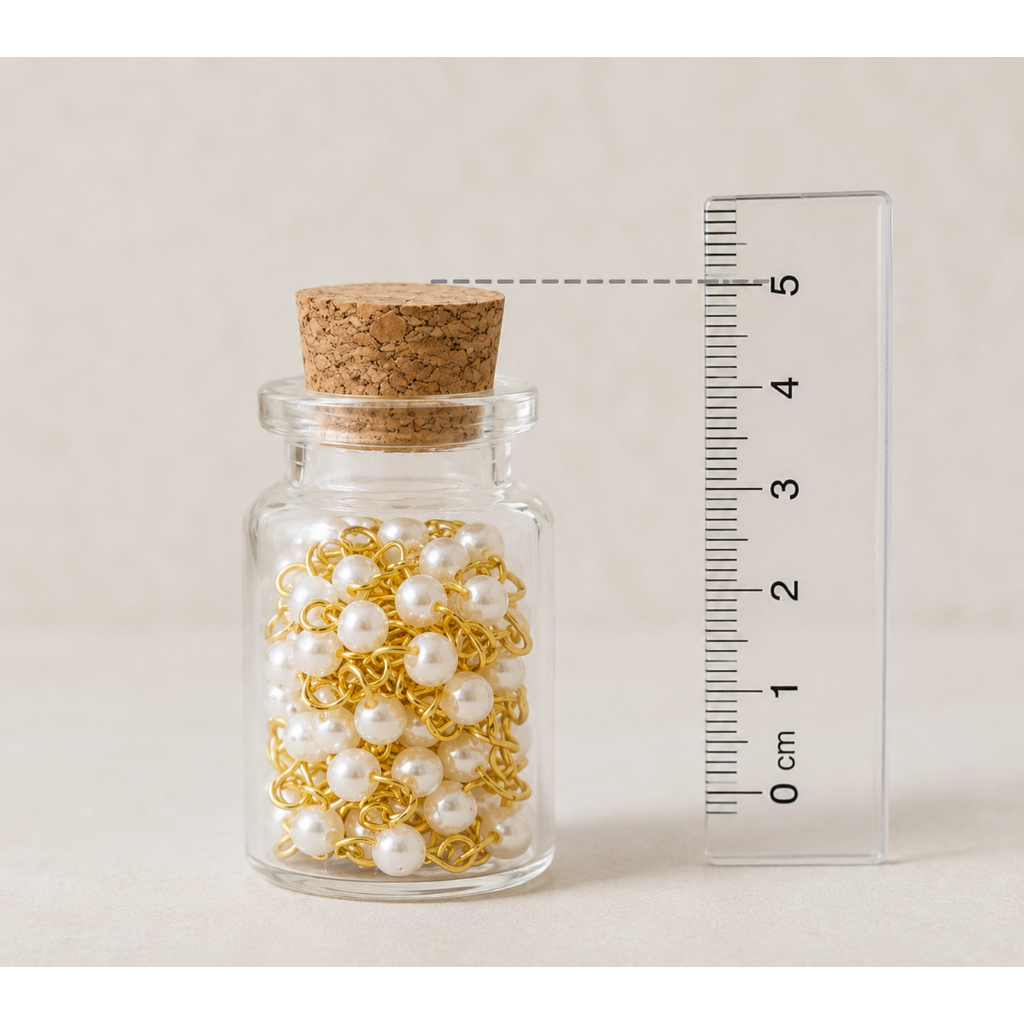 Kit 50 Terço Pérolas Na Garrafinha Dourado Lembrancinha Eucaristia Batizado Pescoço