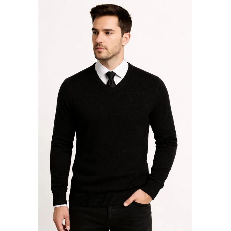Blusa Masculina Gola V Trico Suéter Blusa de homem| Outono e Inverno Blusa de Frio PMGGG Blusa de Frio Social Camisa