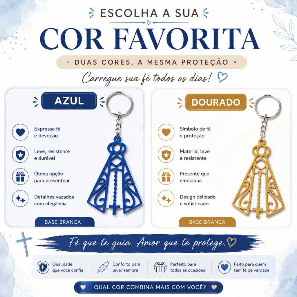 Chaveiro Nossa Senhora Aparecida | Impressão 3D PLA | Presente Católico/Lembrancinha Religiosa /Padroeira