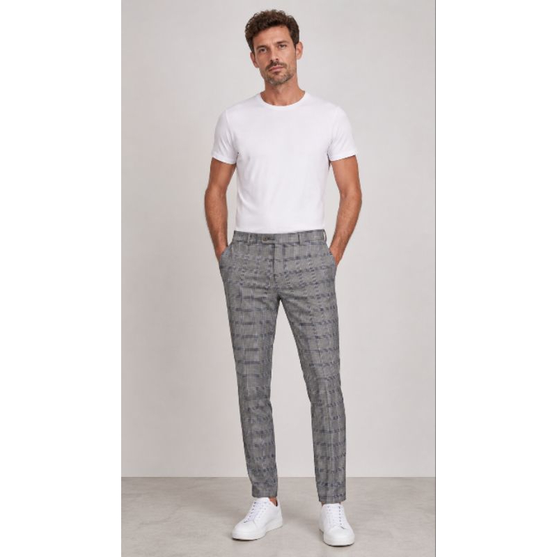 Calça alfaiataria masculina slim príncipe de gales cinza Tam 42 Raffer  - brechó