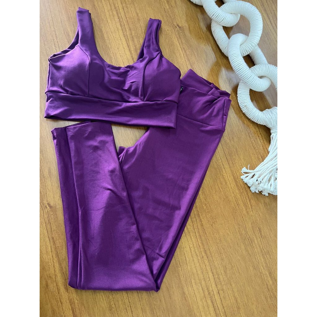 Conjunto Fitness Feminino Top Sustentação Legging Cintura Alta Academia Sem Transparência