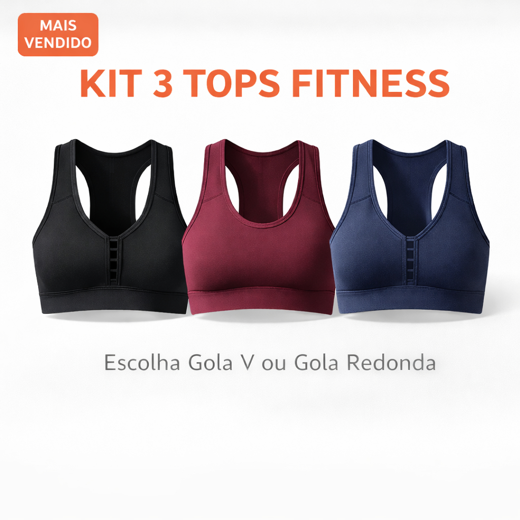 3 Top Fitness Feminino Academia Esportivo Treino Confortável Sustentação Zero Transparência
