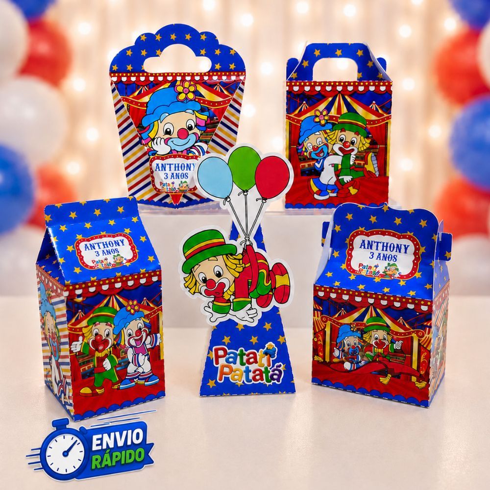 Kit 15 Caixas Patati Patatá Personalizadas + 20 Apliques Tubetes - Lembrancinha - kit festa - caixinhas personalizadas