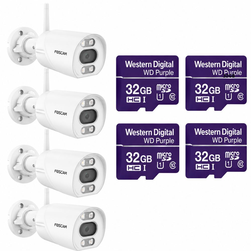 KIT 4 CAMERA  IP WIFI 1080P  9520 + 4 CARTAO MEMORIA WD Purple 32GB