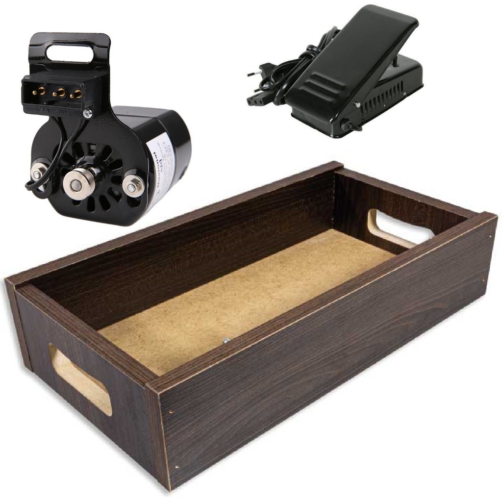 Motor Completo P/ Maquina Costura Doméstica + Caixa Base Mdf