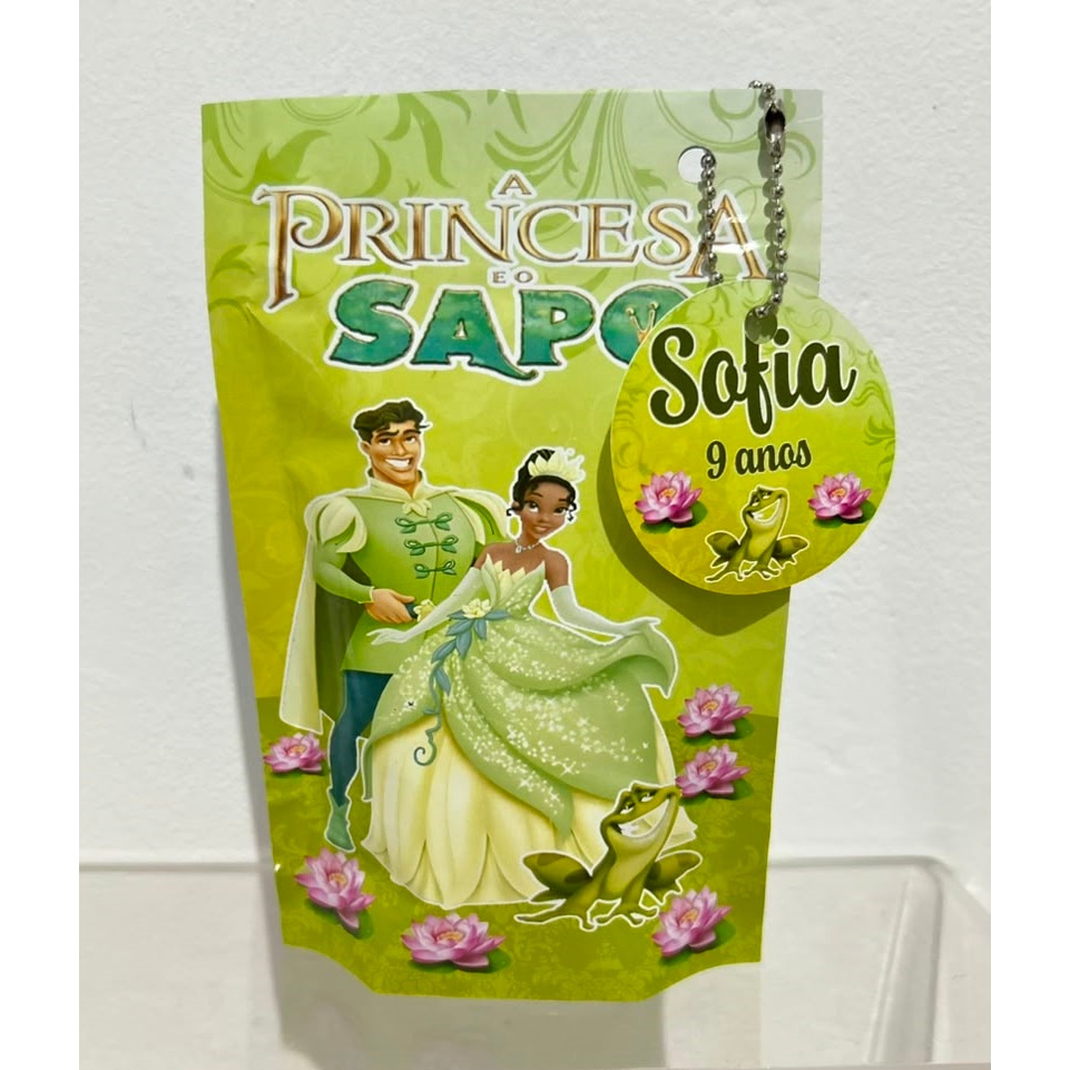 Saquinho Metalizado Princesa Tiana  Personalizado Zip lock| Lembrancinha Infantil para festa de aniversário