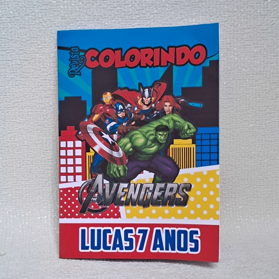 Kit Livrinho de Colorir Personalizado Tema Vingadores | Lembrancinha Aniversário Mimo festa infantil