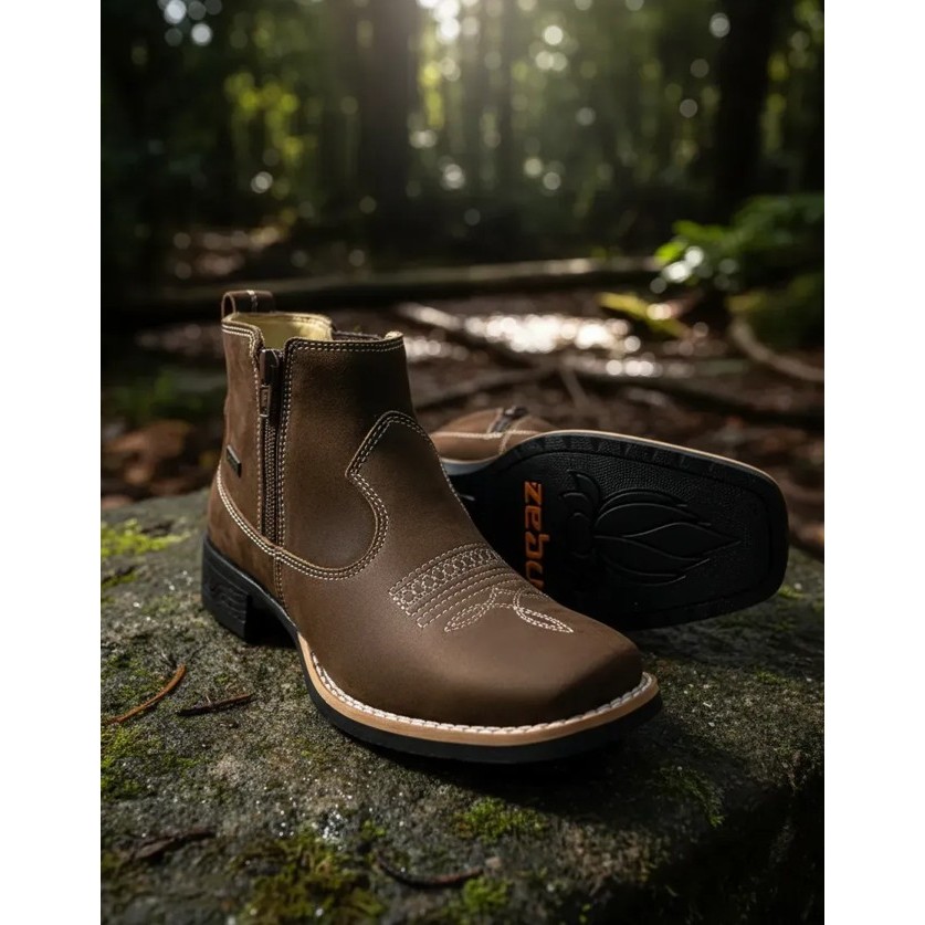 Botina Feminina Zebu Texana Nobuck Café Bota Country Com Beleza E Conforto Diário