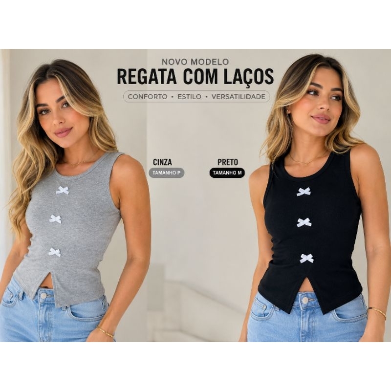 Blusa Regata Feminina com Laços | Malha lãzinha Premium | Confortável e Moderna