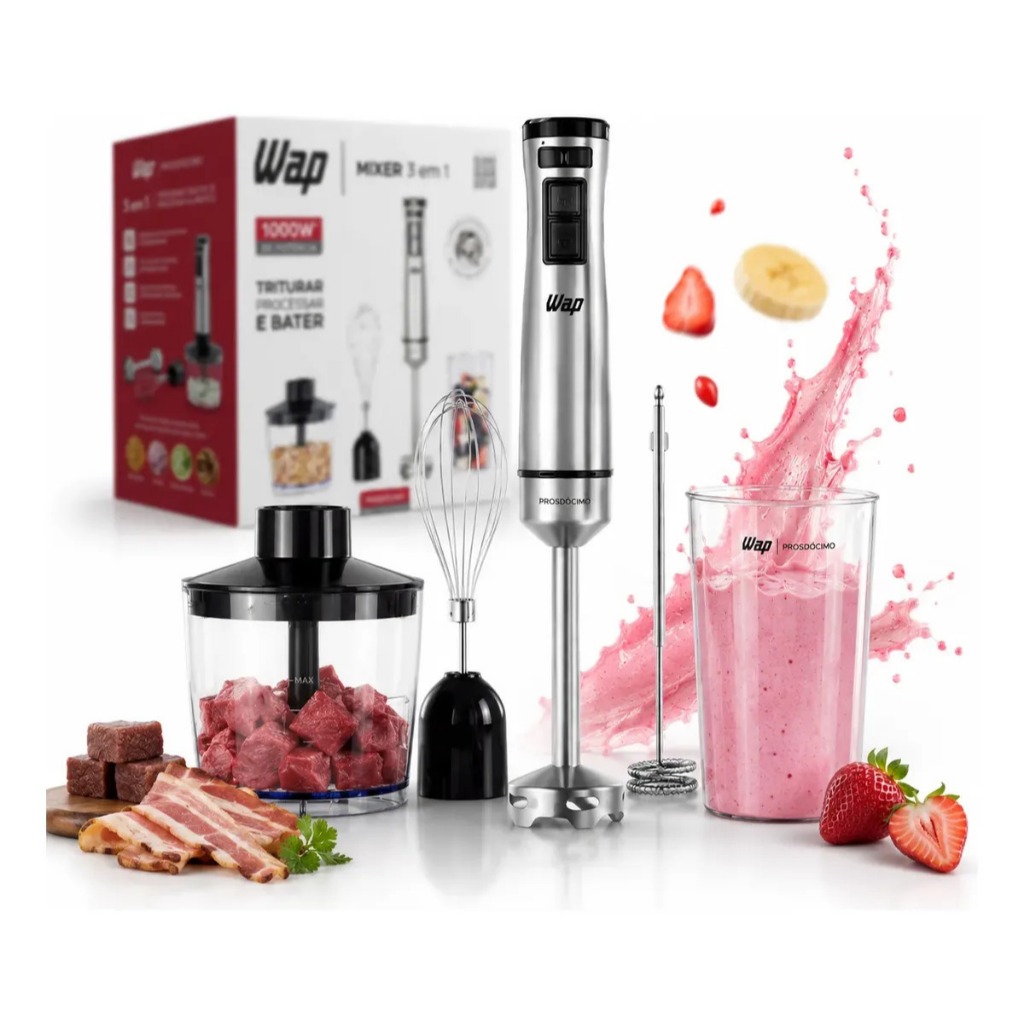 Mixer 3 em 1 Processador Portátil Inox Prosdócimo Wap