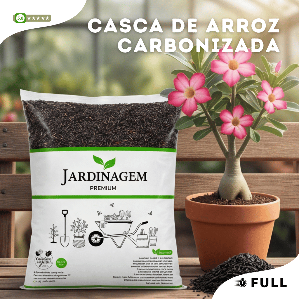 Casca de Arroz Carbonizada p/ Planta, Substrato, Rosa do Deserto, Cactos e Suculentas 5L | 10L | 25L