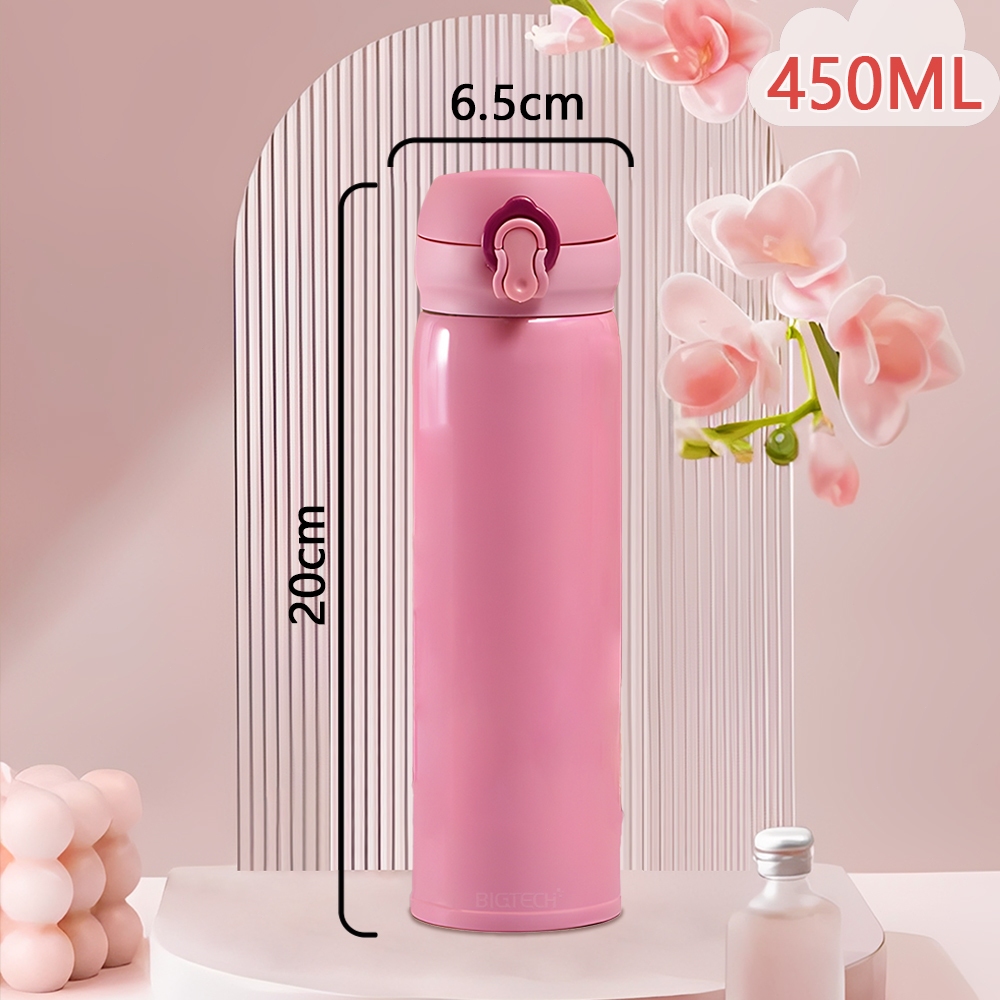 Caneca Garrafa Térmica Vacuum Bottle Inox 450ml Grande Diâmetro E Alta Capacidade