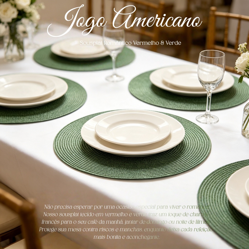 Jogo Americano Redondo Descanso De Mesa 37,5Cm Utensilio De Cozinha 4,6 ou 8 Uns Multiuso Porta Jantar Mesa Posta