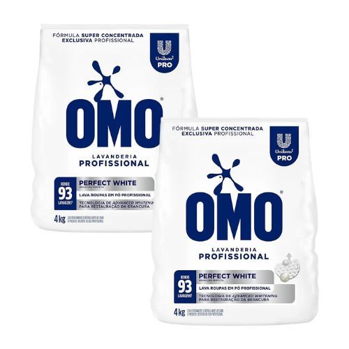 2 Sabão em Pó Omo 4kg Lavanderia Profissional Perfect White