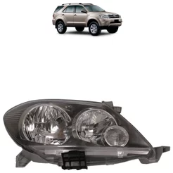 Farol Dianteiro Hilux SW4 2005 2006 2007 2008 Máscara Negra Lente Lisa Acrilico