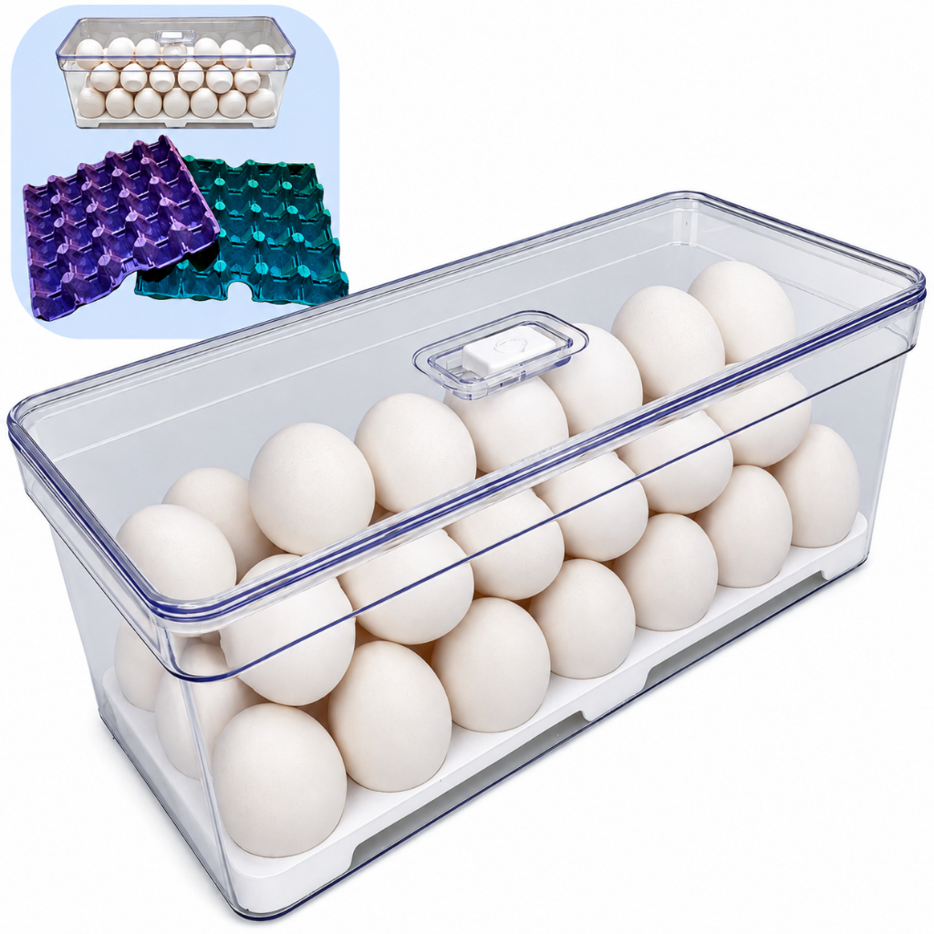 Porta - Ovos Organizador de Geladeira Grande — Capacidade 40 Ovos Transparentes