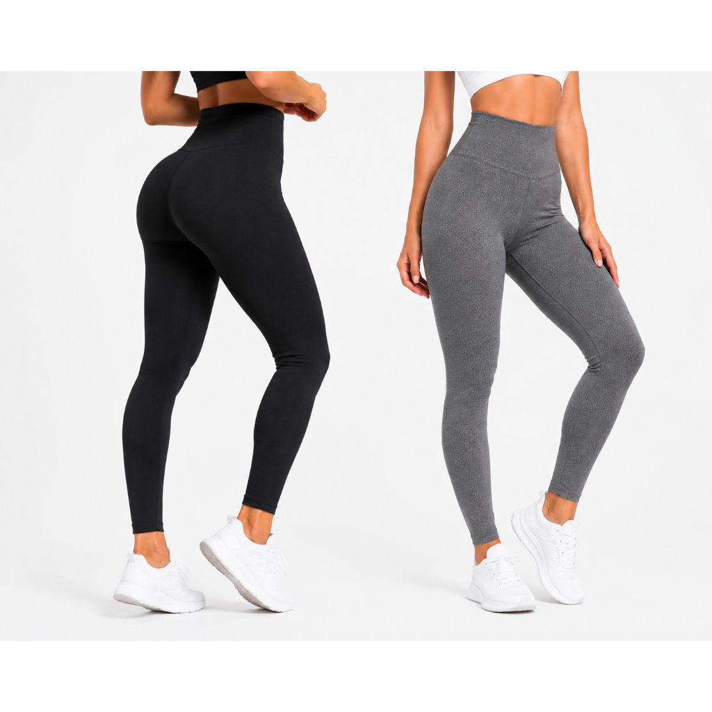 KIT 2 Legging Feminina Fitness Supplex Cos Alto Zero Transparência Compressao Legging  Academia Inverno