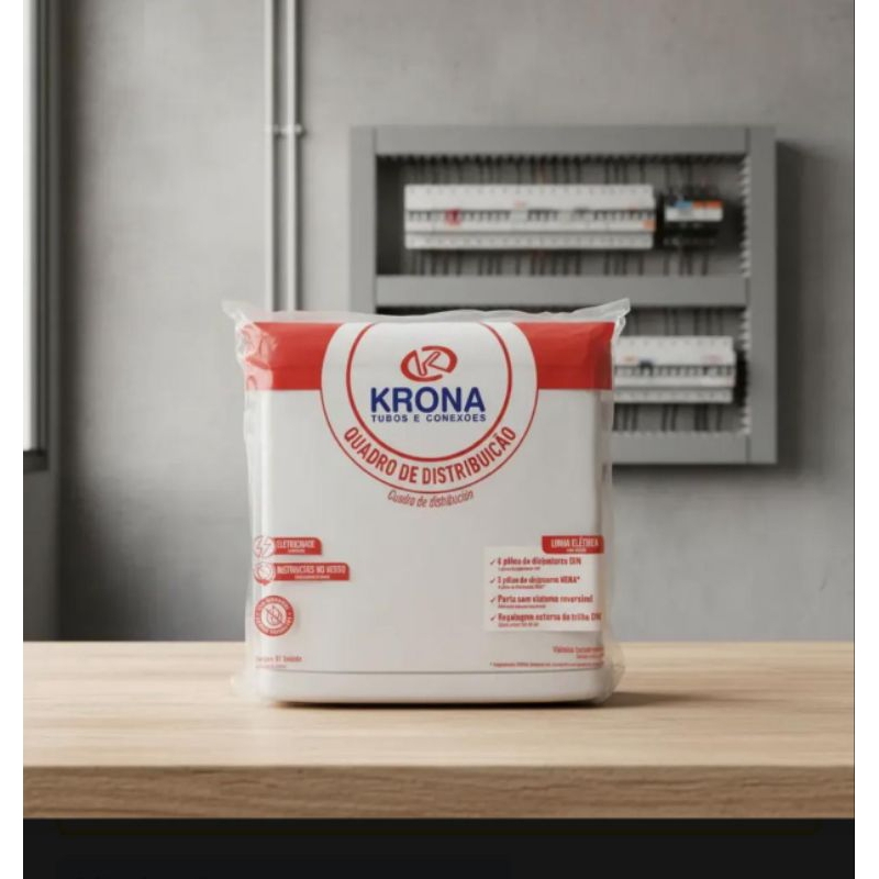 Quadro de distribuição Krona sobrepor-4 polos DIN- 3 polos NEMA