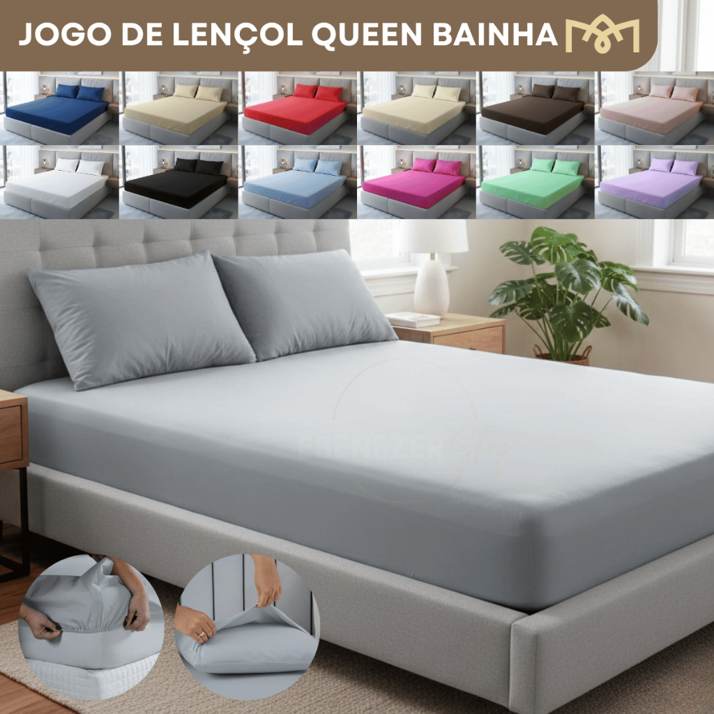 Jogo De Lençol 2 e 3 Peças Solteiro, Casal, Queen E King Toque Acetinado Suave Desing Liso Premium
