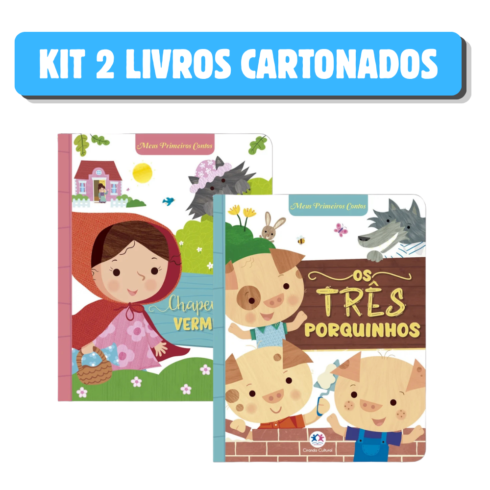 Kit 2 Livros Infantis Cartonados - Meus Primeiros Contos - Os Três porquinhos, Chapeuzinho Vermelho
