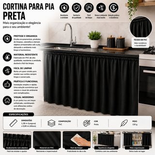 Cortina Para Pia Cozinha - Cortina Para Gabinete - Cortina Organizadora - cortina para banheiro - Cortina Decorativa jk