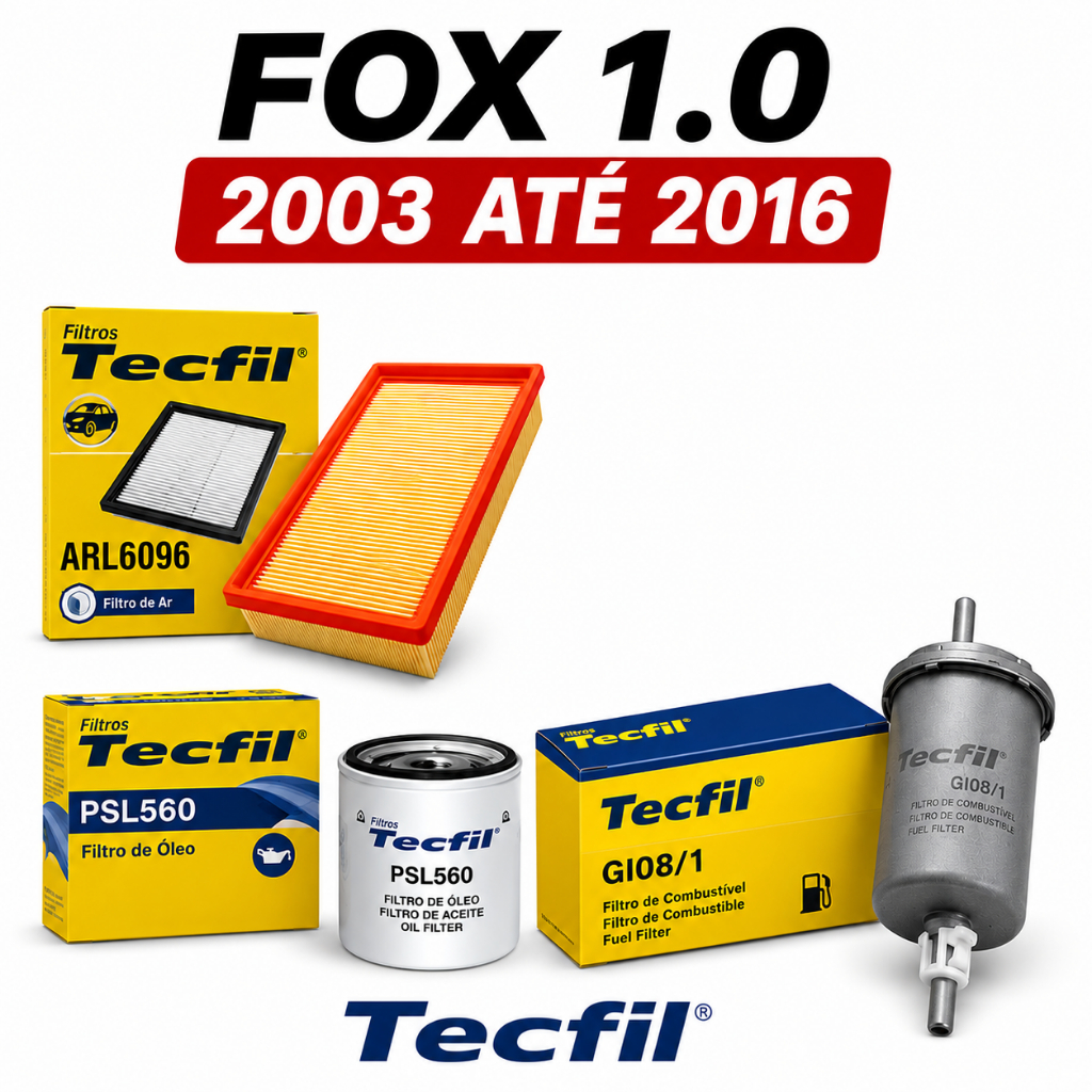 Kit Filtros Fox 1.0 8v 2003 a 2016 Ar Oleo Combustivel