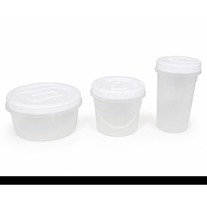 kit Pote Plástico Click Rosca incolor com Tampa Branca 550ml, 720ml e 900ml
