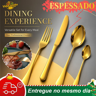 Kit 16/24/30 Jogo De Talheres Dourados luxo conjunto completo de garfo colher e de ouro prata