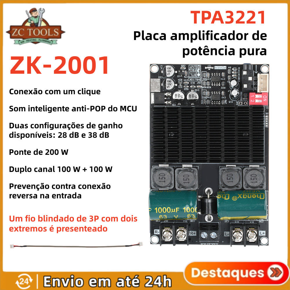 SIENWINY ZK-2001 Mini amplificador 100W*2 TPA3221 DC 18-30v amplificador de subwoofer 2001 amplificador modificad