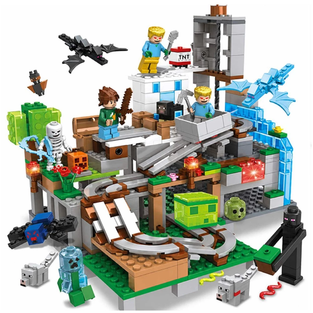 Bloco de Montar Montanha Craft Brinquedo com 16 PERSONAGENS - 533 pçs - 82003