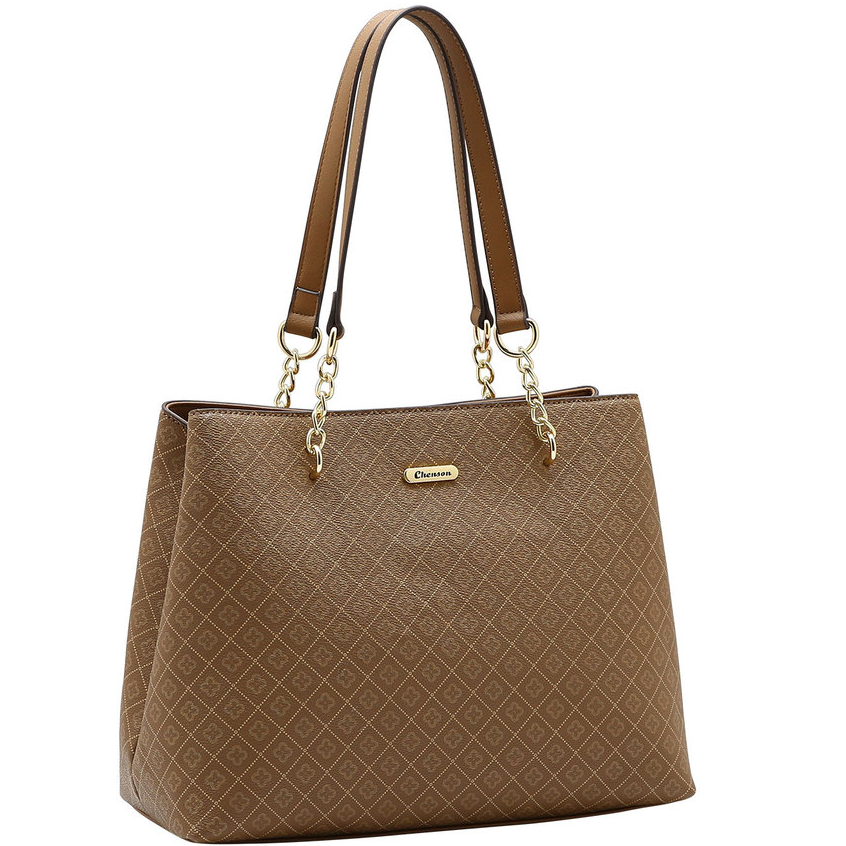 Bolsa Feminina CHENSON Monograma Logotipo Tote Original
