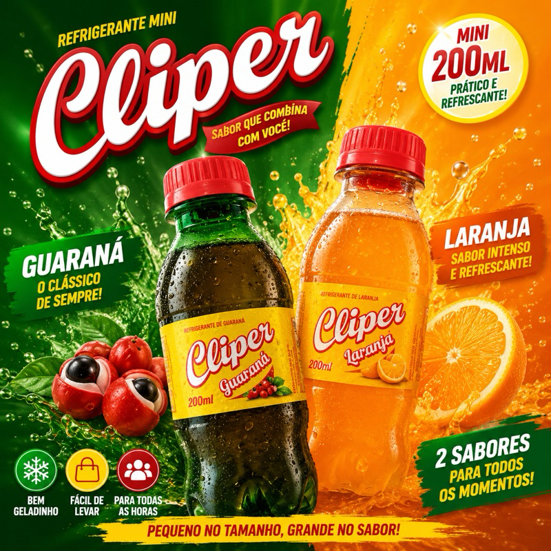Engradado de Refrigerante Cliper 200ML com 12 mini - sabor Guarana ou Laranja PRONTA ENTREGA